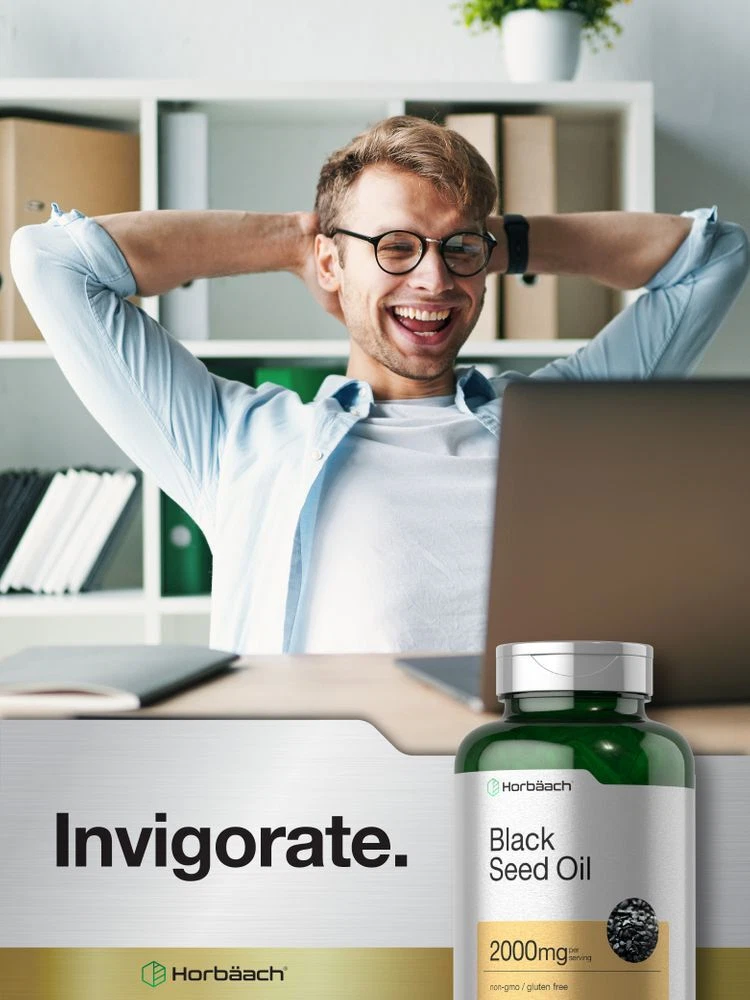 Bottle of Black Seed Oil 2000mg to support health and wellness