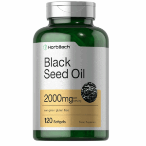 Bottle of Black Seed Oil 2000mg to support health and wellness