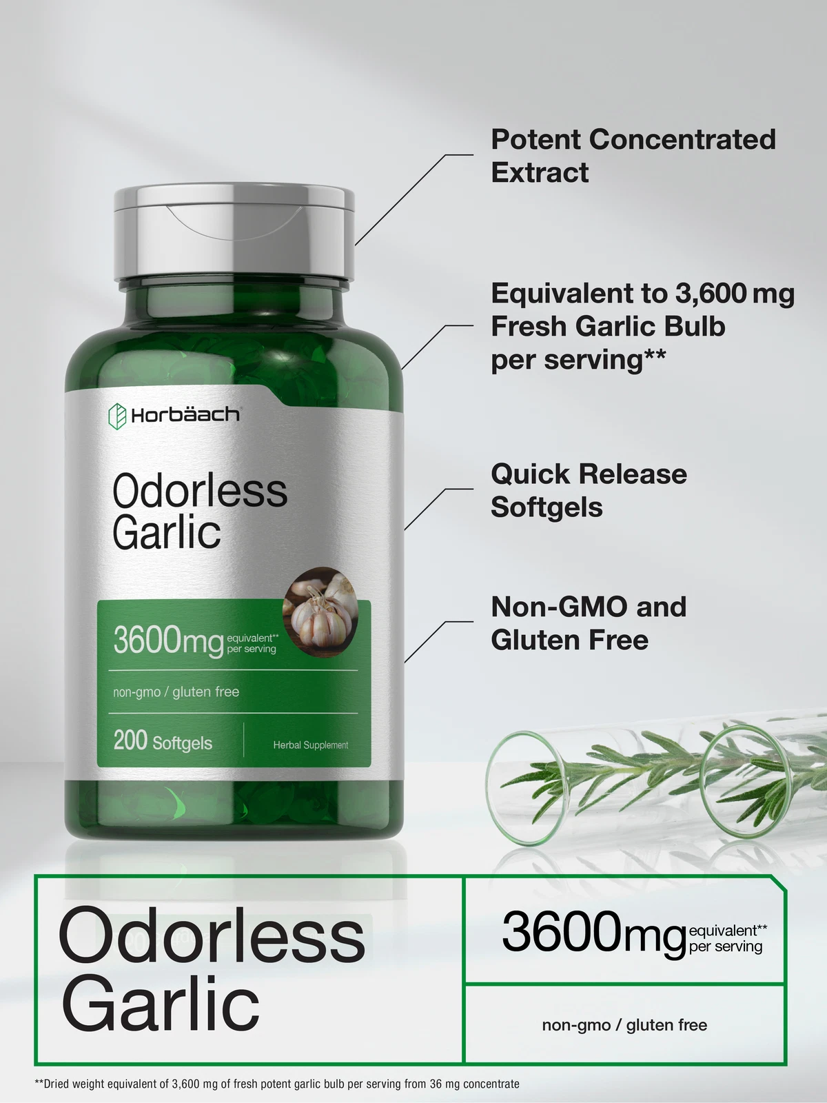 Bottle of Odorless Garlic Pills 3600mg to support health and wellness