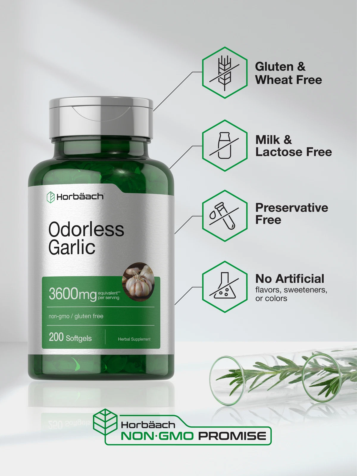 Bottle of Odorless Garlic Pills 3600mg to support health and wellness