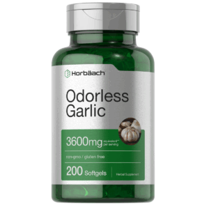Bottle of Odorless Garlic Pills 3600mg to support health and wellness