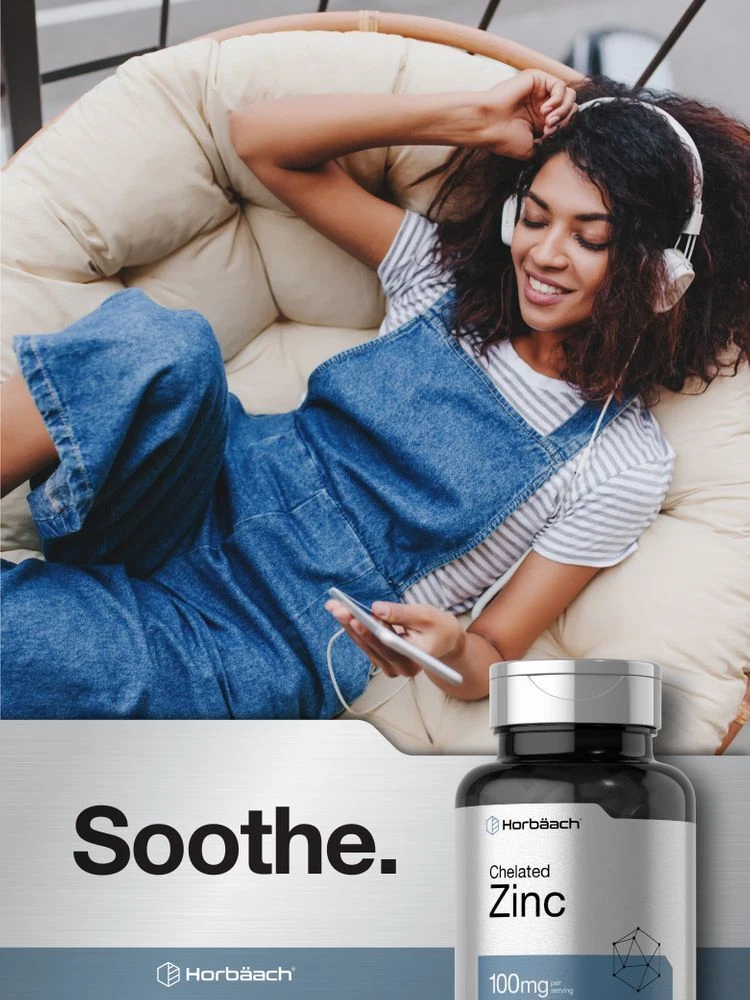 Bottle of Chelated Zinc Supplement 100mg to support health and wellness