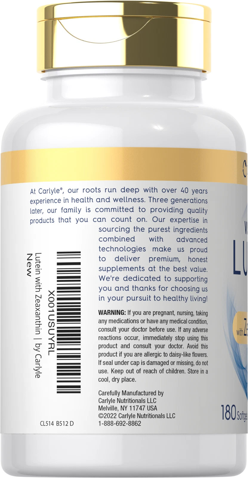 Bottle of Lutein & Zeaxanthin 40mg to support health and wellness