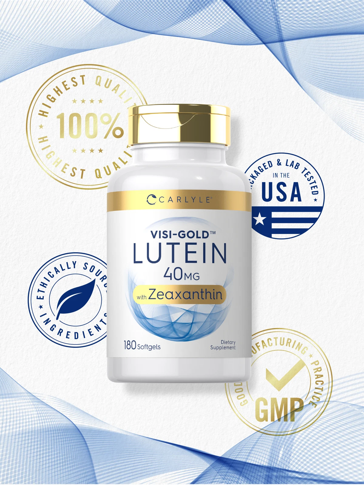 Bottle of Lutein & Zeaxanthin 40mg to support health and wellness