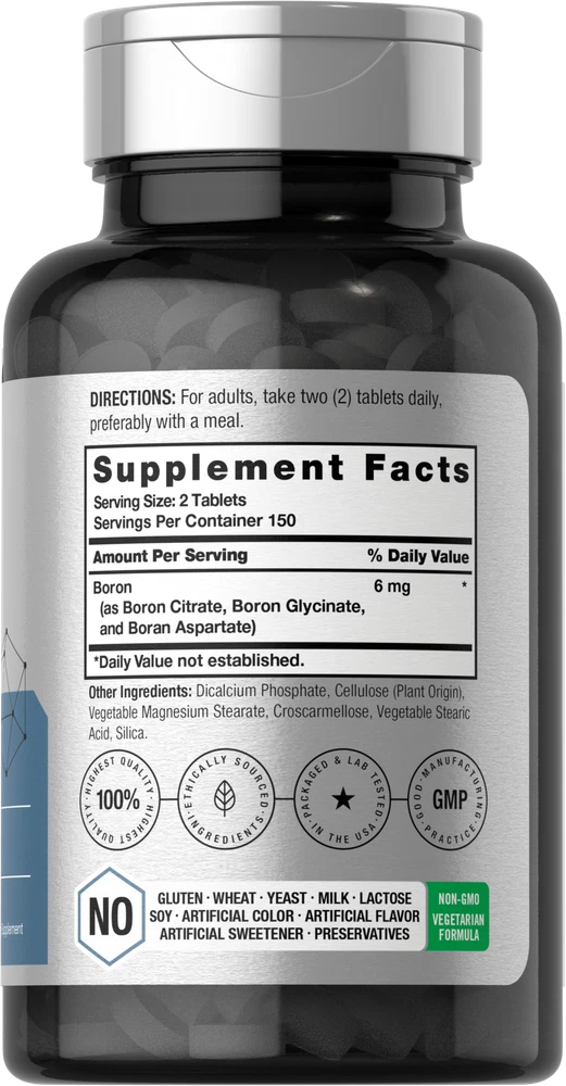 Bottle of Triple Boron Complex 6mg to support health and wellness