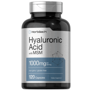 Bottle of Hyaluronic Acid with MSM 1000mg to support health and wellness