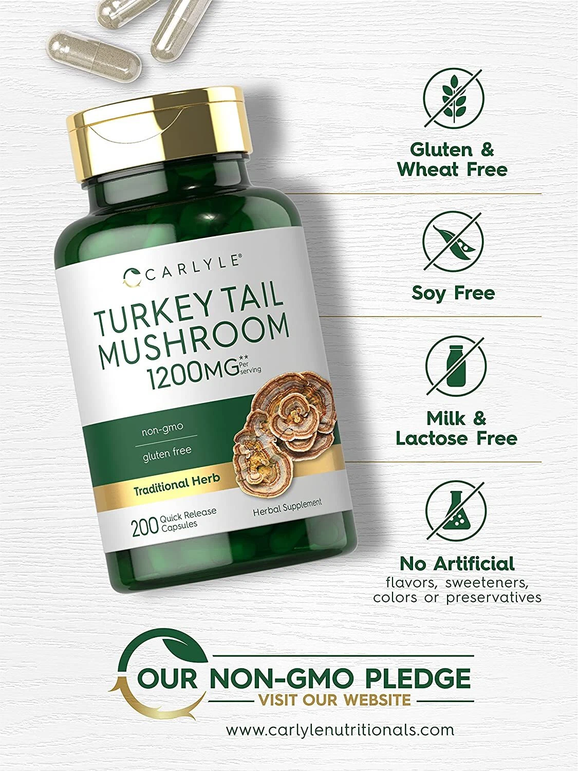 Bottle of Turkey Tail Mushroom 1200mg to support health and wellness