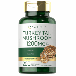 Bottle of Turkey Tail Mushroom 1200mg to support health and wellness