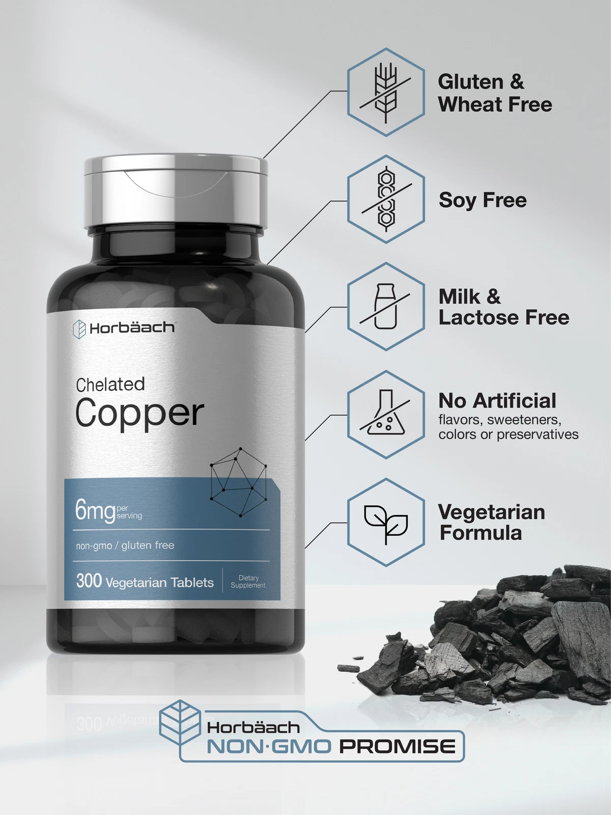 Bottle of Chelated Copper 6mg to support health and wellness