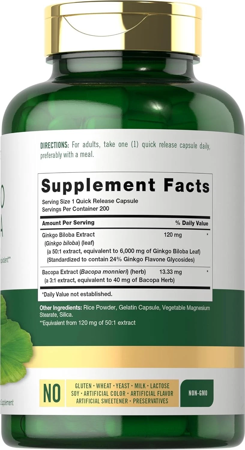 Bottle of Ginkgo Biloba 6000mg to support health and wellness
