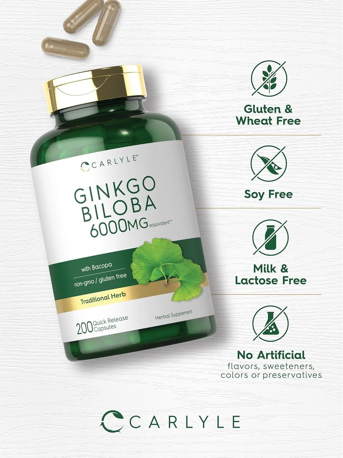 Bottle of Ginkgo Biloba 6000mg to support health and wellness