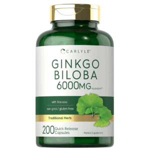 Bottle of Ginkgo Biloba 6000mg to support health and wellness