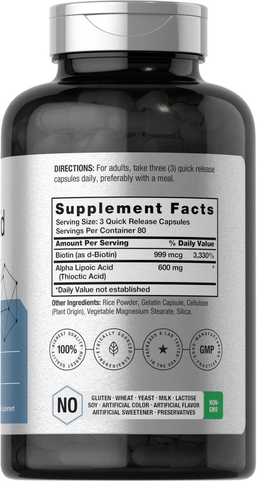 Bottle of Alpha Lipoic Acid 600mg to support health and wellness