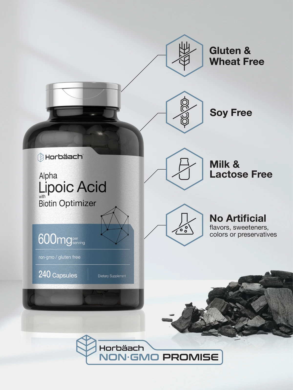 Bottle of Alpha Lipoic Acid 600mg to support health and wellness