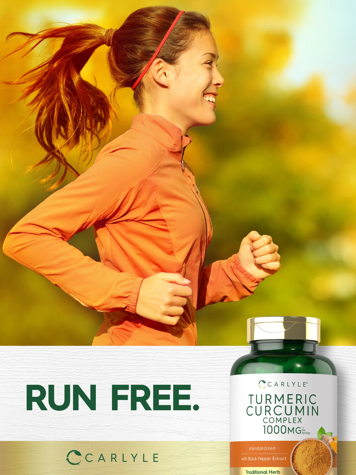 Bottle of Turmeric Curcumin 1000mg with Black Pepper to support health and wellness