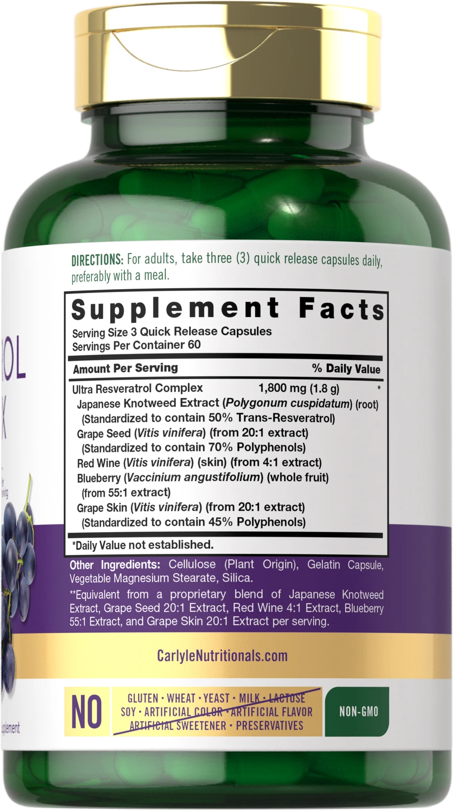 Bottle of Resveratrol 1800mg to support health and wellness