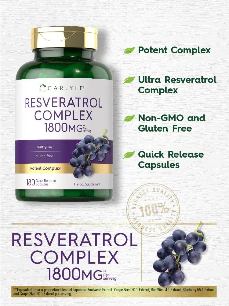Bottle of Resveratrol 1800mg to support health and wellness