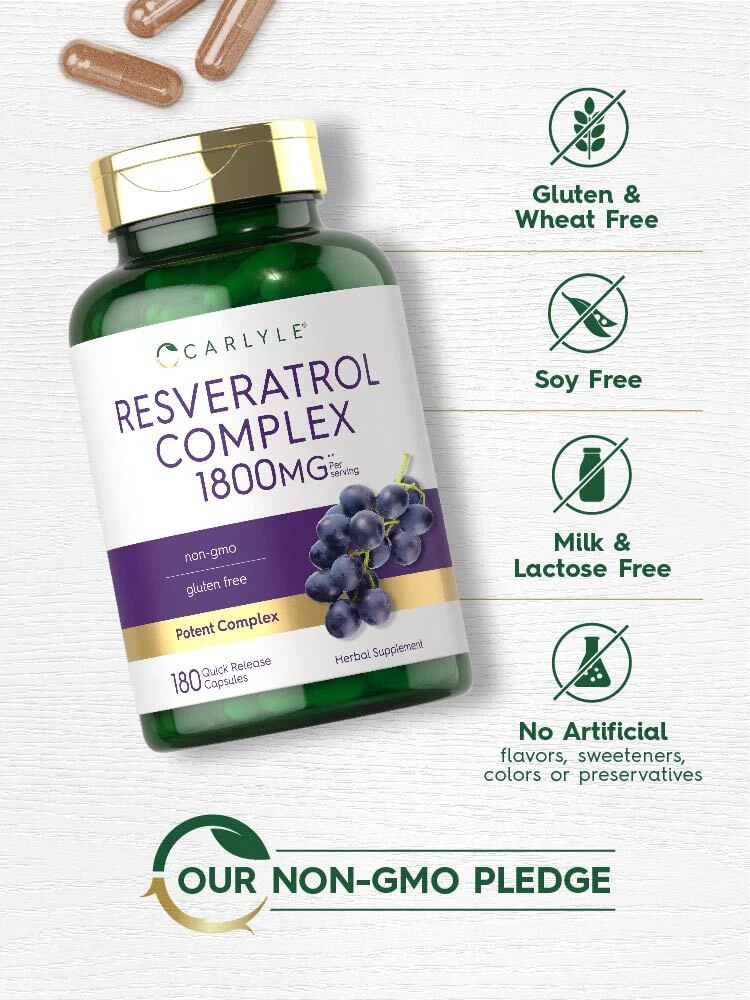 Bottle of Resveratrol 1800mg to support health and wellness