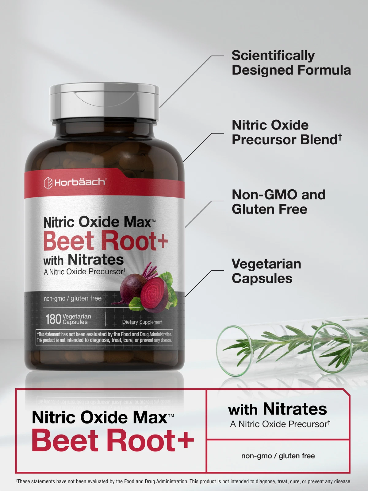 Bottle of Nitric Oxide Beet Root Capsules to support health and wellness