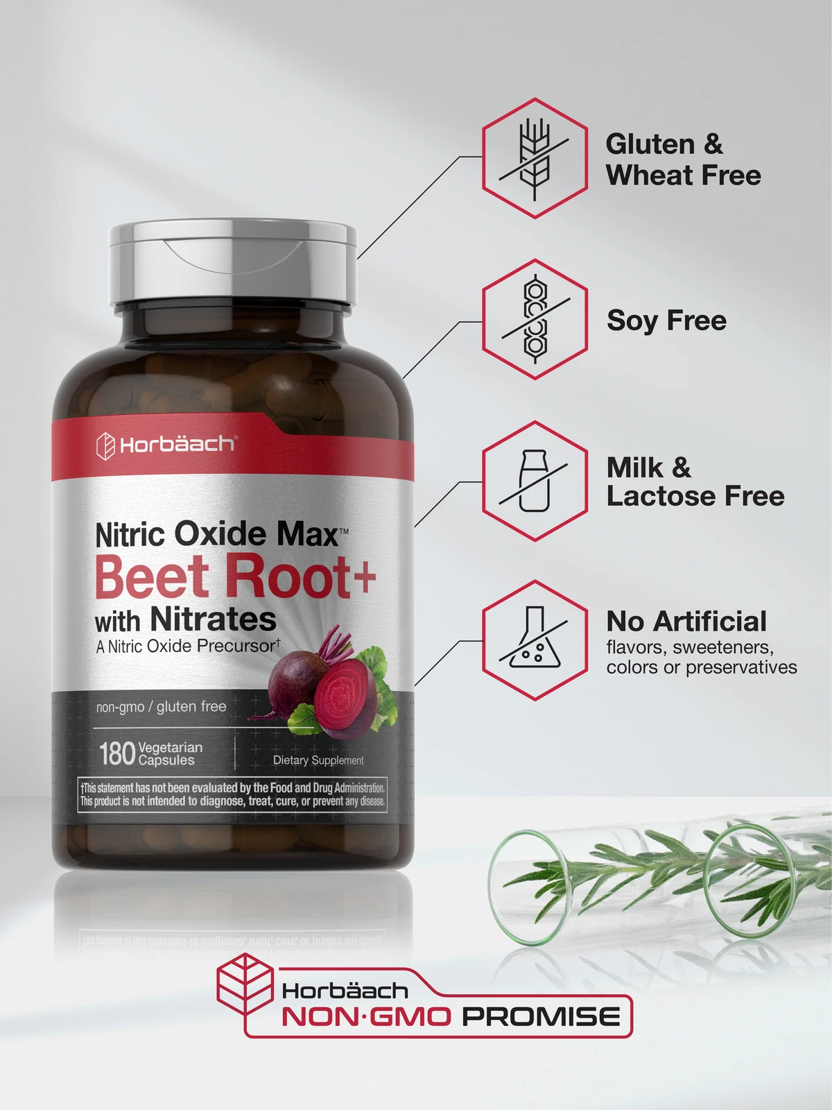 Bottle of Nitric Oxide Beet Root Capsules to support health and wellness