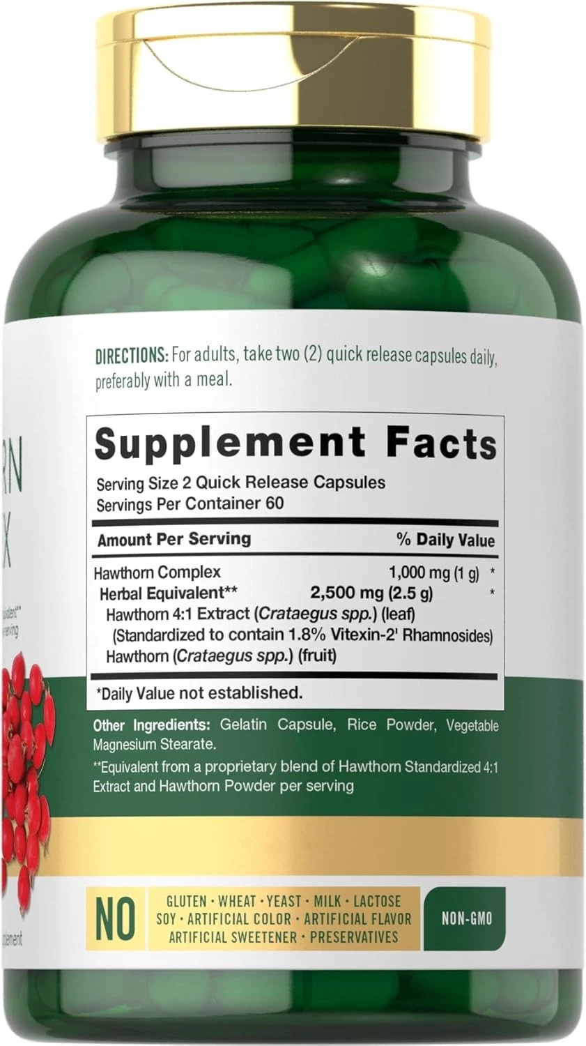Bottle of Hawthorn Berry Complex 2500mg to support health and wellness