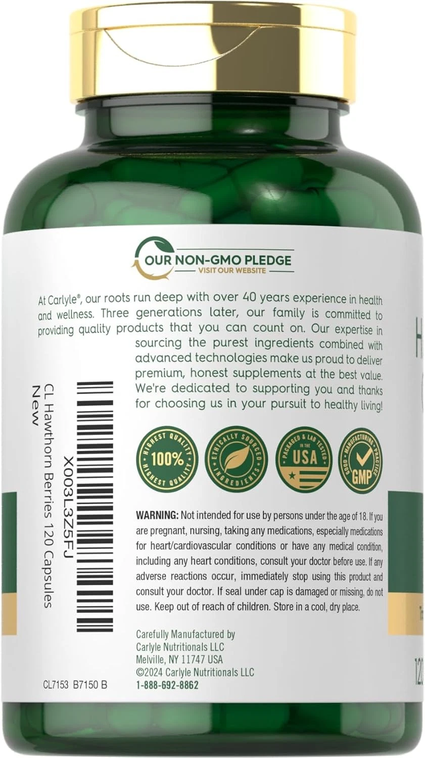 Bottle of Hawthorn Berry Complex 2500mg to support health and wellness