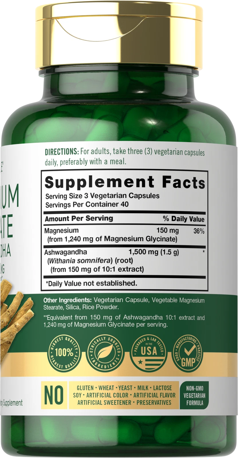 Bottle of Magnesium Glycinate with Ashwagandha 2740mg to support health and wellness
