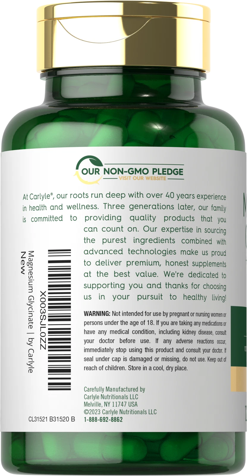 Bottle of Magnesium Glycinate with Ashwagandha 2740mg to support health and wellness