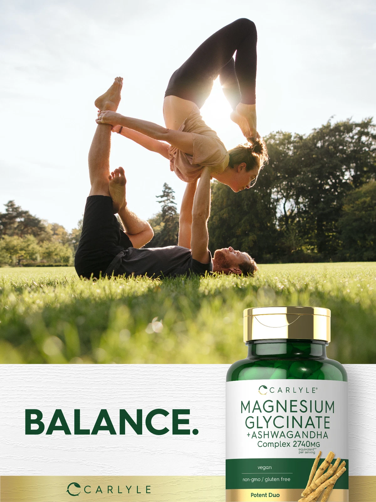 Bottle of Magnesium Glycinate with Ashwagandha 2740mg to support health and wellness