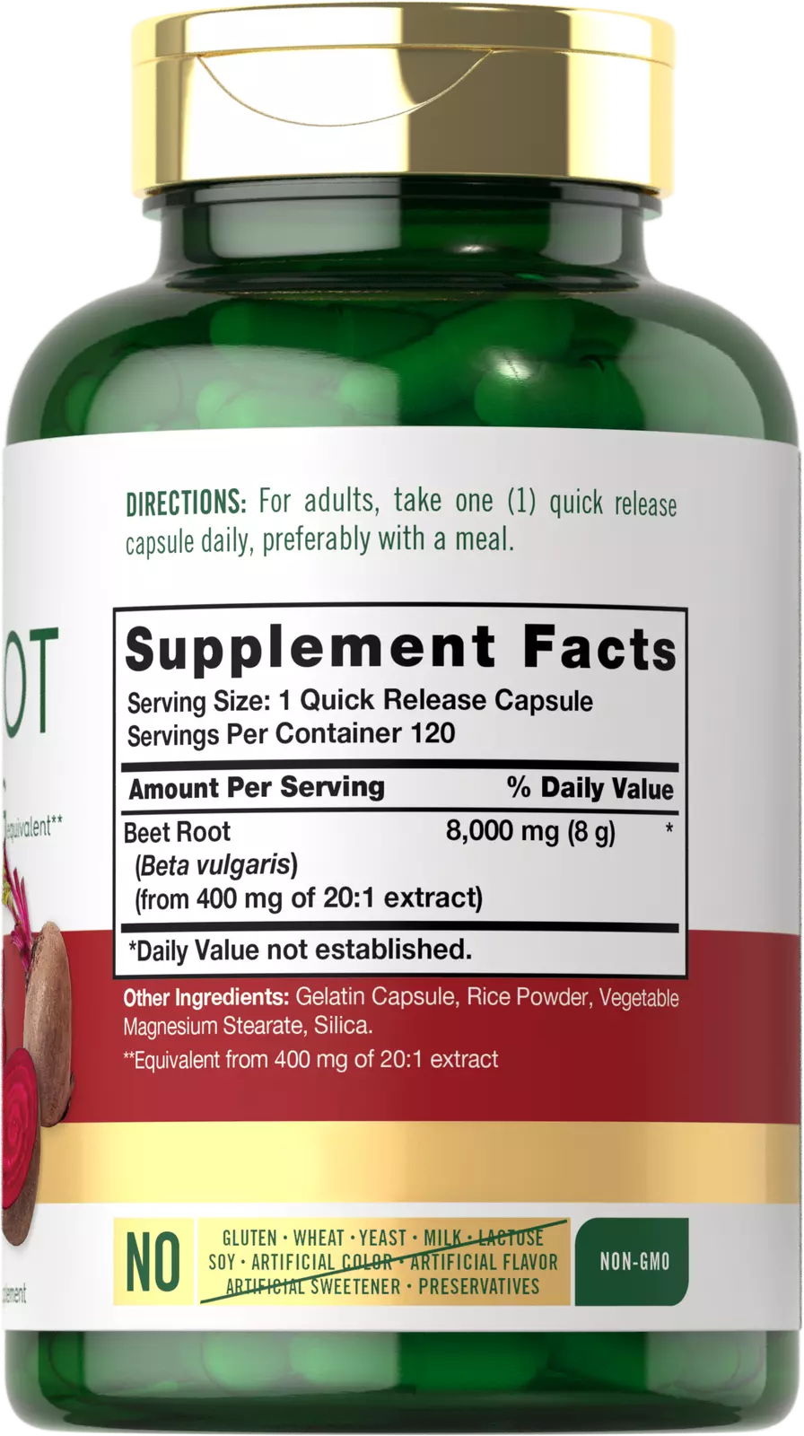 Bottle of Beet Root Capsules 8000mg to support health and wellness