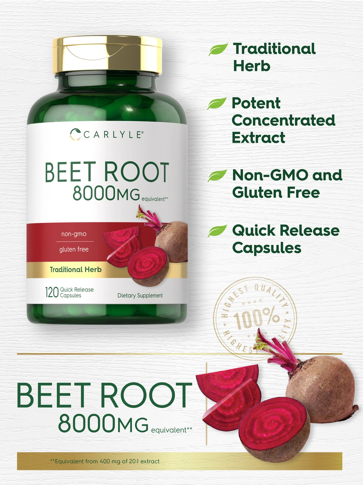 Bottle of Beet Root Capsules 8000mg to support health and wellness