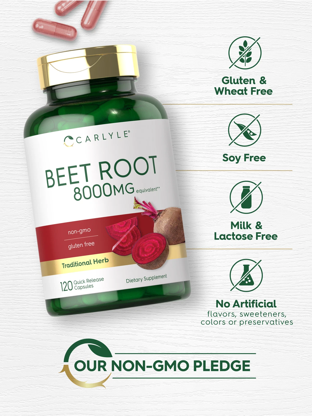 Bottle of Beet Root Capsules 8000mg to support health and wellness