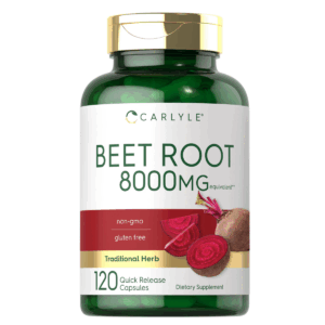 Bottle of Beet Root Capsules 8000mg to support health and wellness