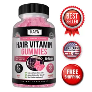Bottle of Hair, Skin & Nail Gummies 60ct with biotin, hair & nail growth to support health and wellness