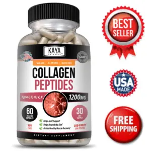 Bottle of Collagen Peptides 1200mg Pills with collagen, skin & anti-aging support to support health and wellness