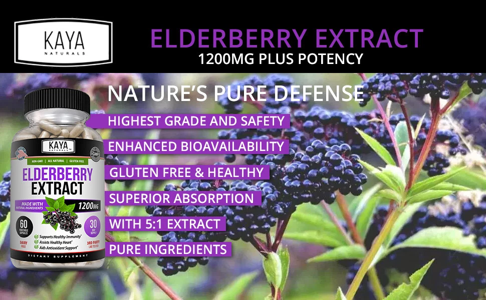 Bottle of Sambucus Black Elderberry with elderberry to support immune system
