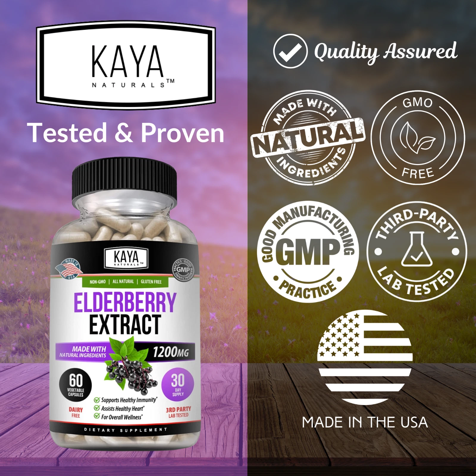 Bottle of Sambucus Black Elderberry with elderberry to support immune system