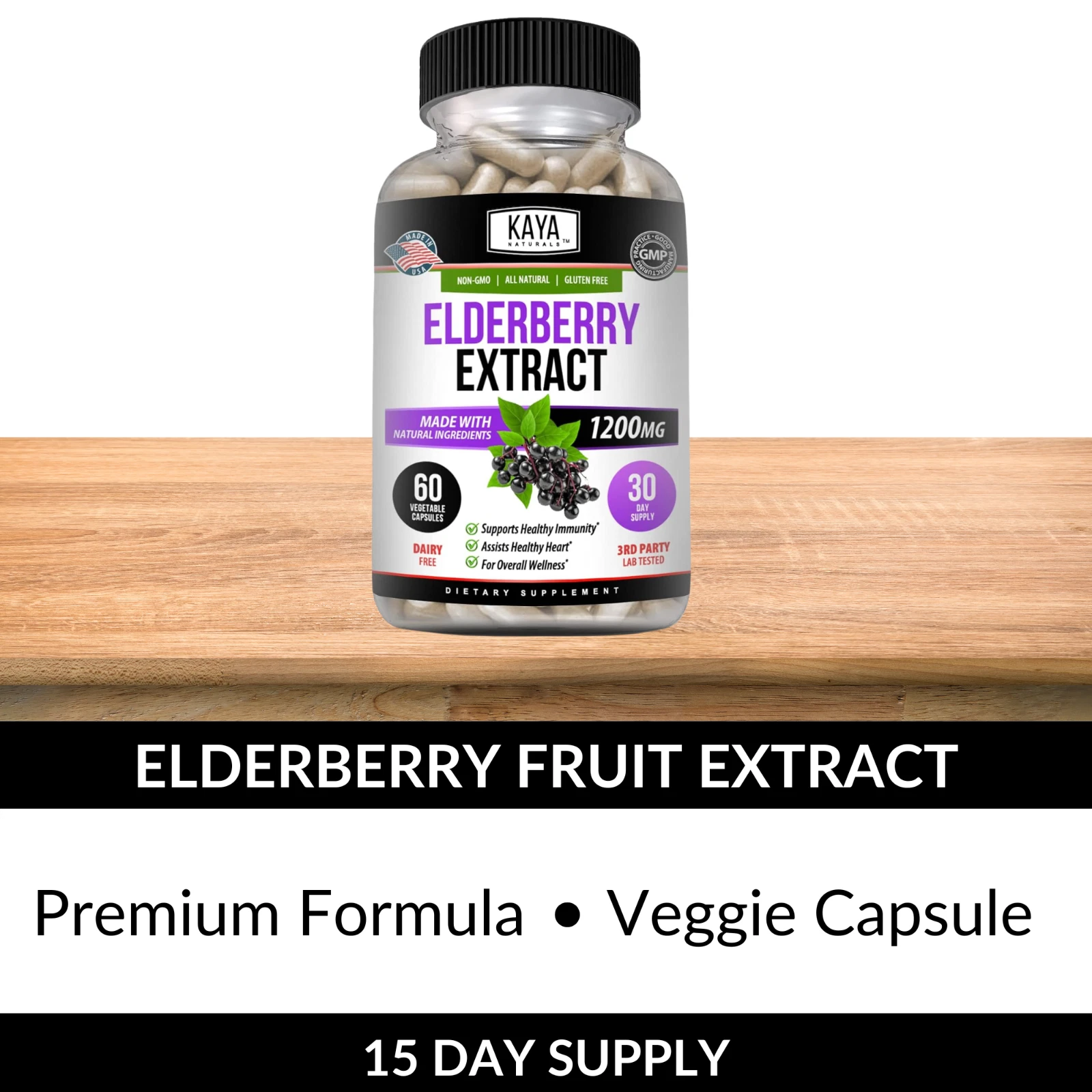 Bottle of Sambucus Black Elderberry with elderberry to support immune system