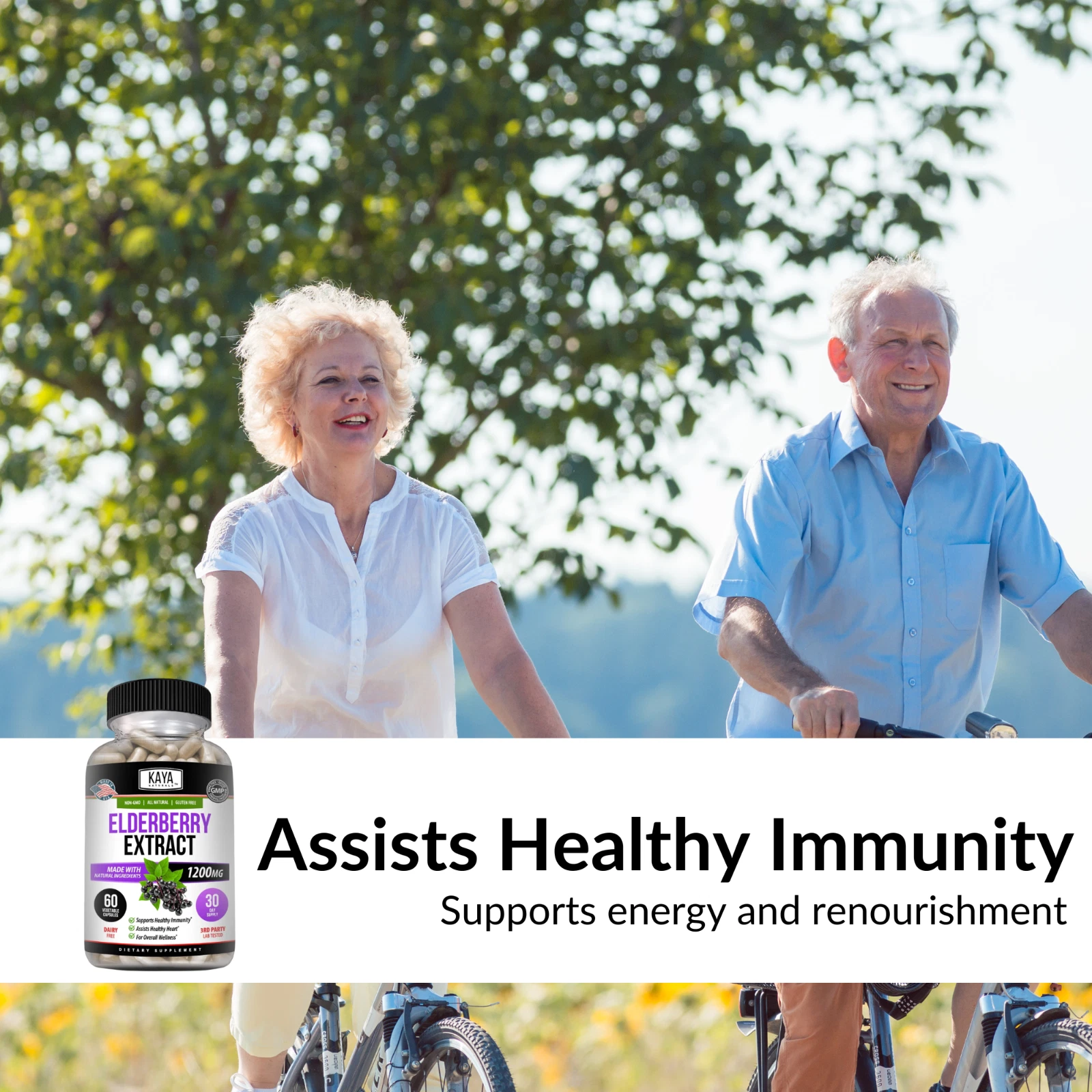 Bottle of Sambucus Black Elderberry with elderberry to support immune system