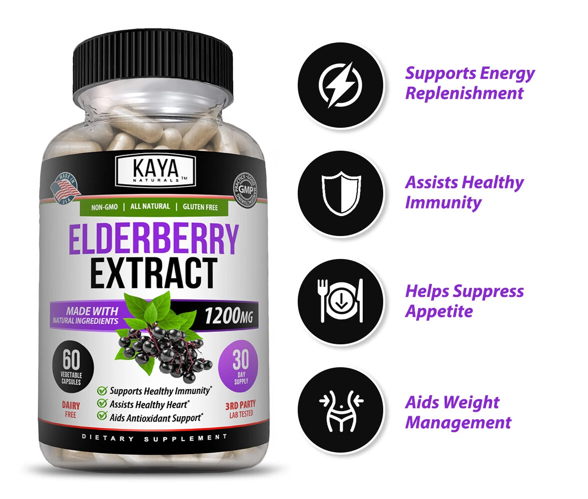 Bottle of Sambucus Black Elderberry with elderberry to support immune system