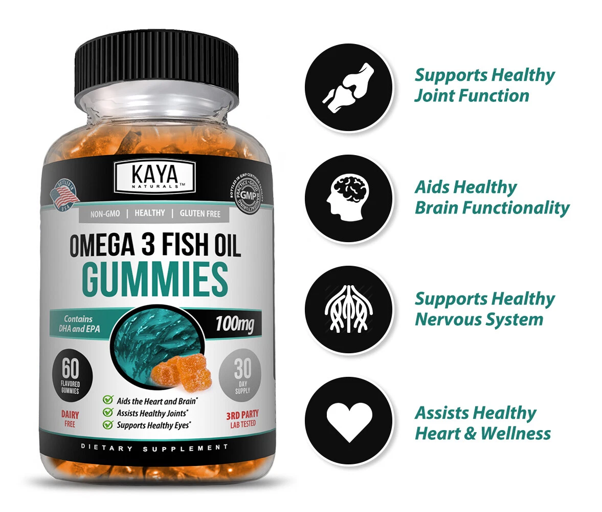 Bottle of Omega-3 Fish Oil Gummies with omega-3, heart & joint support to support health and wellness