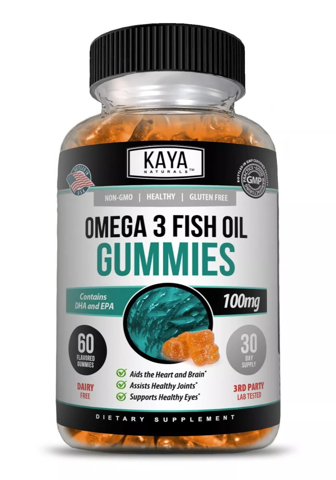 Bottle of Omega-3 Fish Oil Gummies with omega-3, heart & joint support to support health and wellness