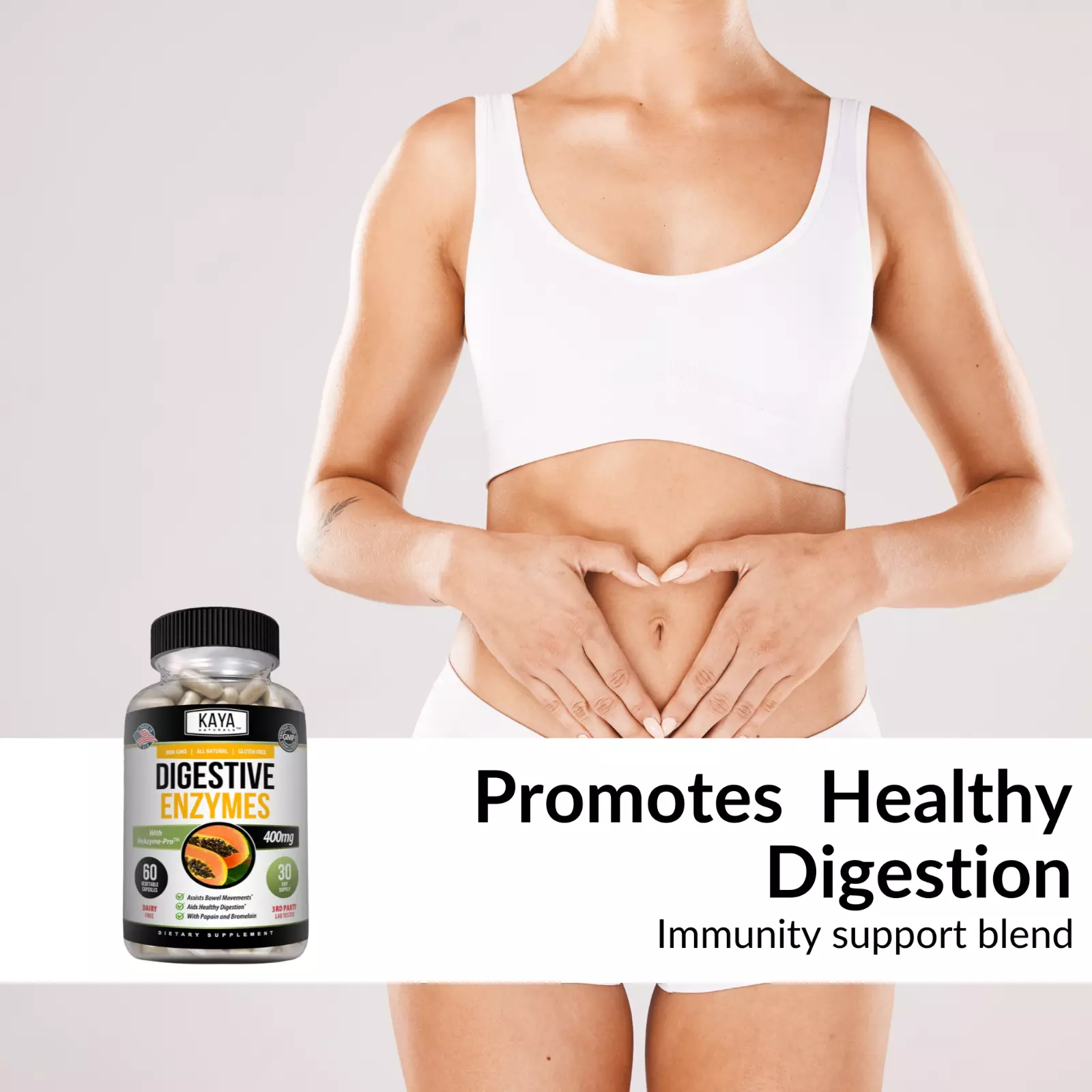 Bottle of Digestive Enzymes with Prebiotics & Probiotics with digestive enzymes, digestive health support to support health and wellness