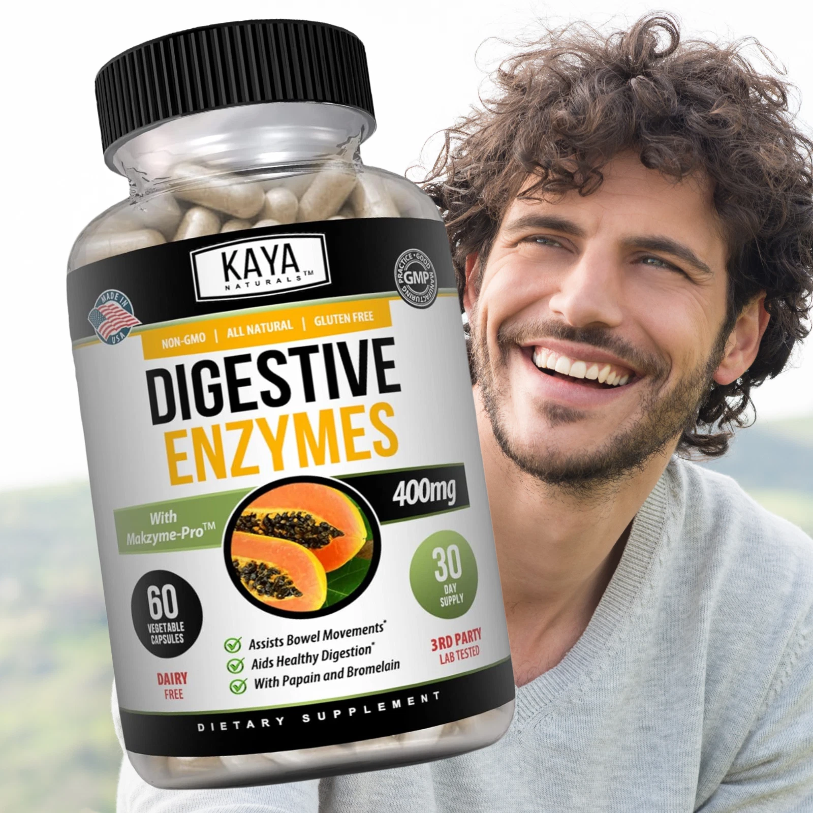 Bottle of Digestive Enzymes with Prebiotics & Probiotics with digestive enzymes, digestive health support to support health and wellness