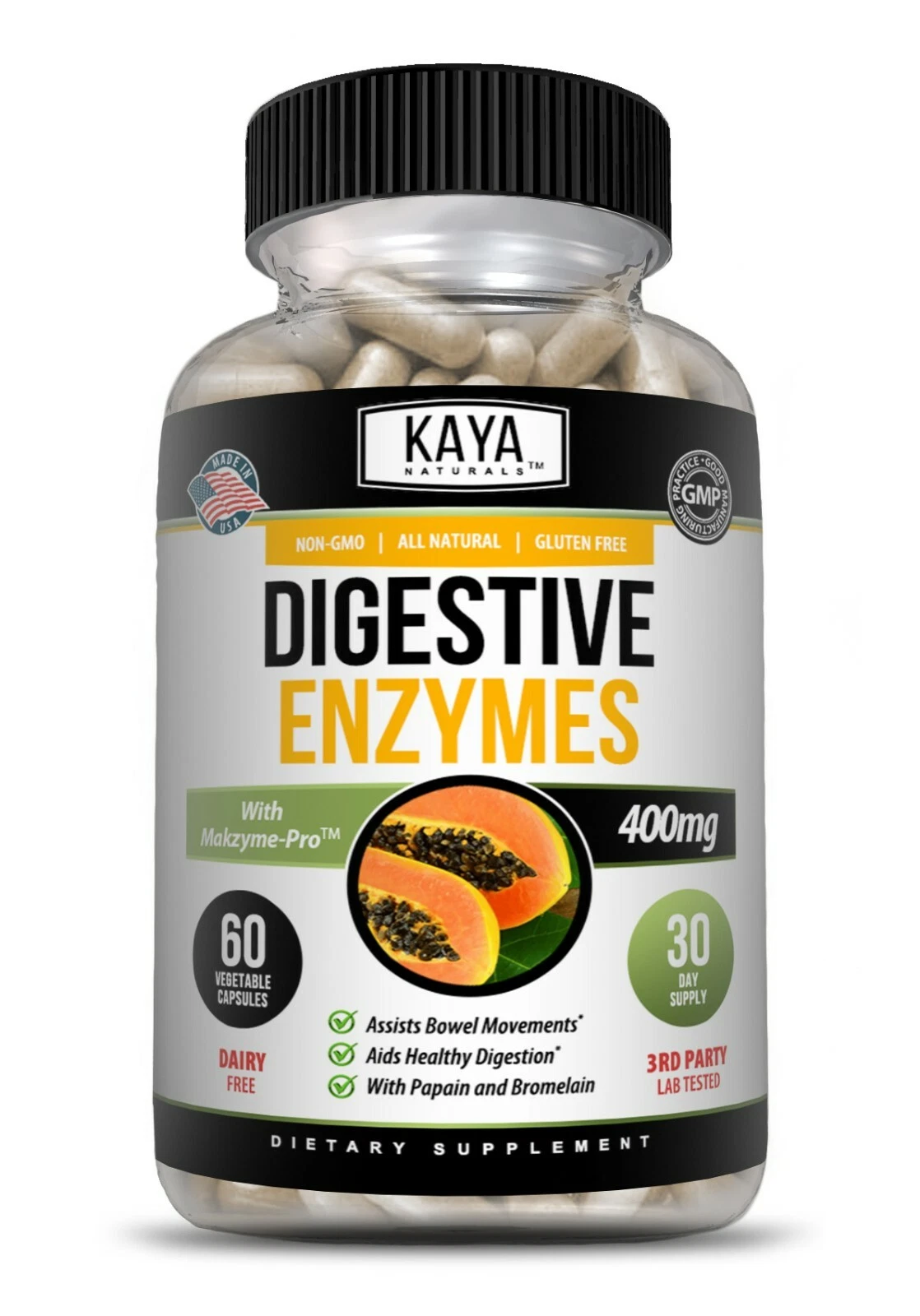 Bottle of Digestive Enzymes with Prebiotics & Probiotics with digestive enzymes, digestive health support to support health and wellness