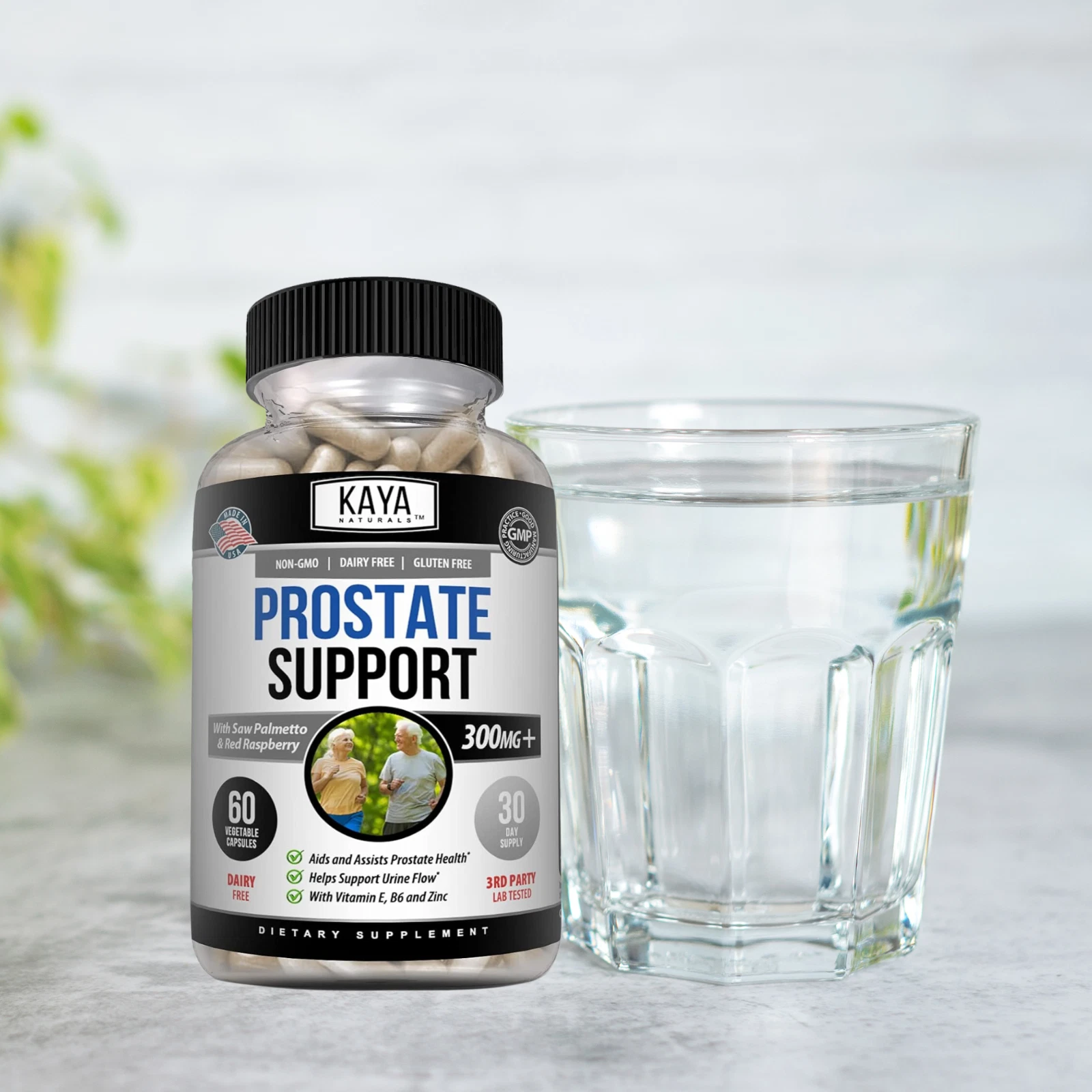 Bottle of Prostate Support Supplement with saw palmetto, prostate health support to support health and wellness