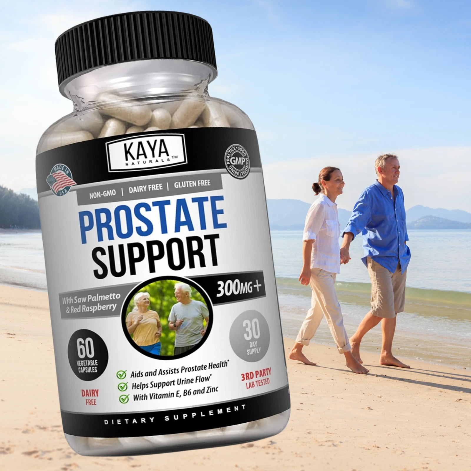 Bottle of Prostate Support Supplement with saw palmetto, prostate health support to support health and wellness