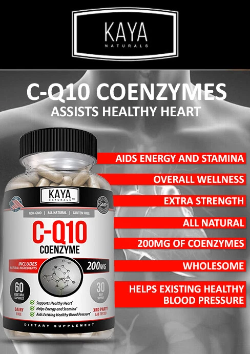 Bottle of CoQ10 200mg Supplement with coq10, heart health support to support health and wellness