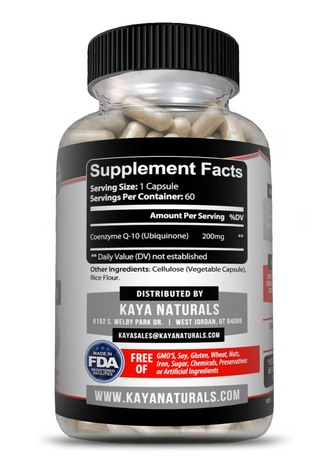 Bottle of CoQ10 200mg Supplement with coq10, heart health support to support health and wellness