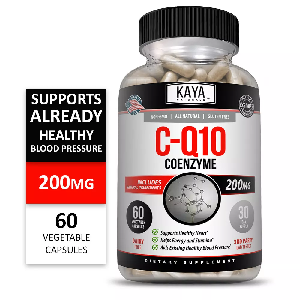 Bottle of CoQ10 200mg Supplement with coq10, heart health support to support health and wellness